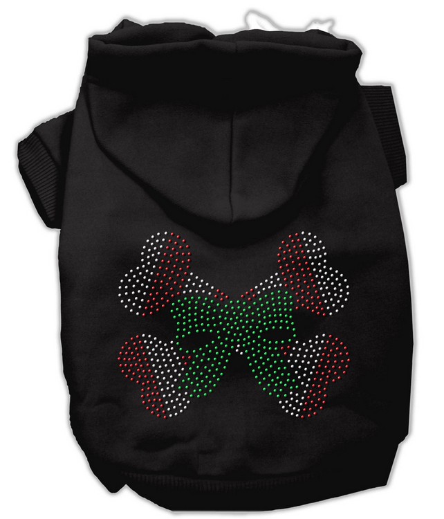 Candy Cane Crossbones Rhinestone Hoodie Black L